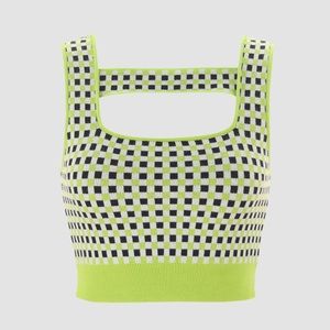 Cider Cropped Plaid Knitted Vest NWT